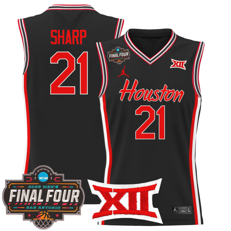 Men Houston Cougars #21 Sharp black 2025 Final Four Patch NCAA Jersey style 5->more ncaa teams->NCAA Jersey
